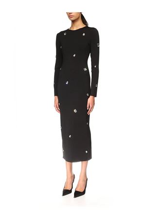 Allover Crystal Embroidered Midi Knit Dress DAVID KOMA | PF25DKKN03DBLACKSILVER